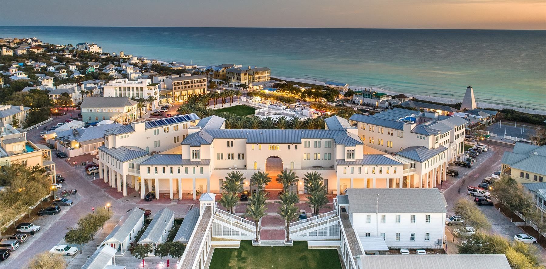 Seaside Aerial shot at dusk