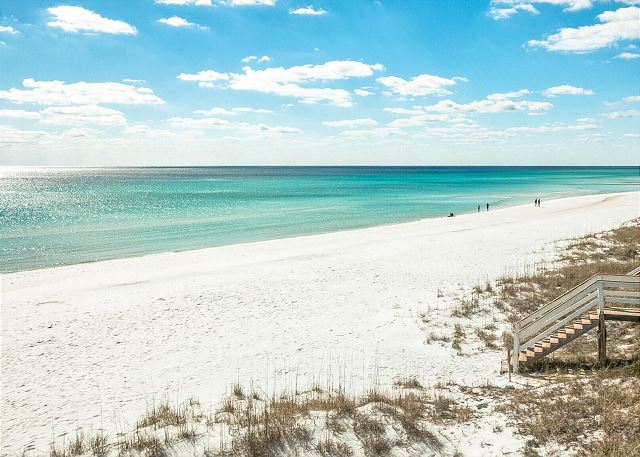 View of the beach and water on a sunny day: one of the top things to do on 30A