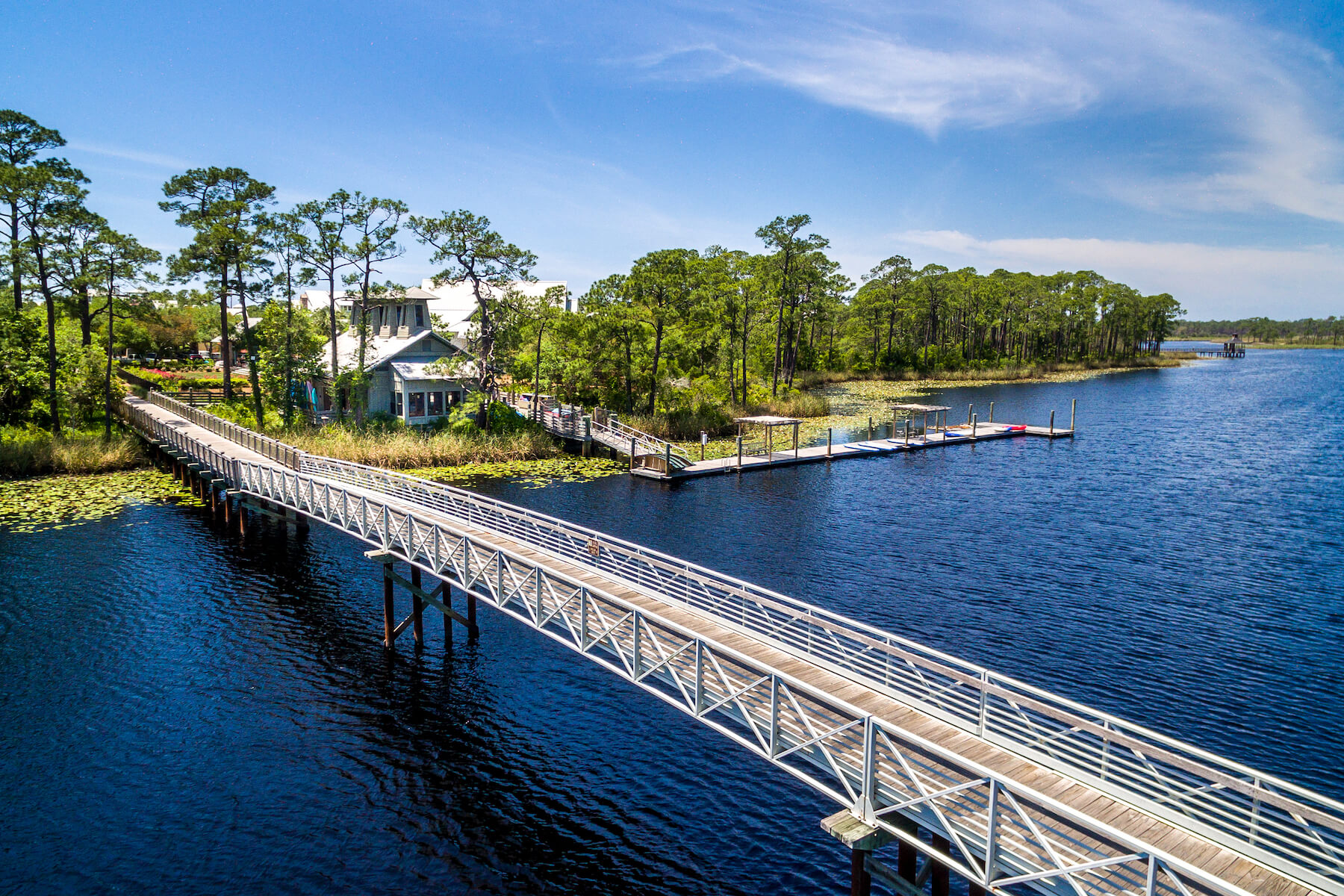 Aerial view of bike bridge where you can take your 30a bike rentals