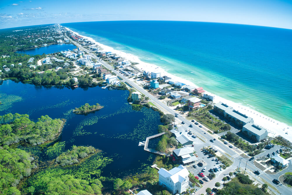 Aerial view of 30A Florida